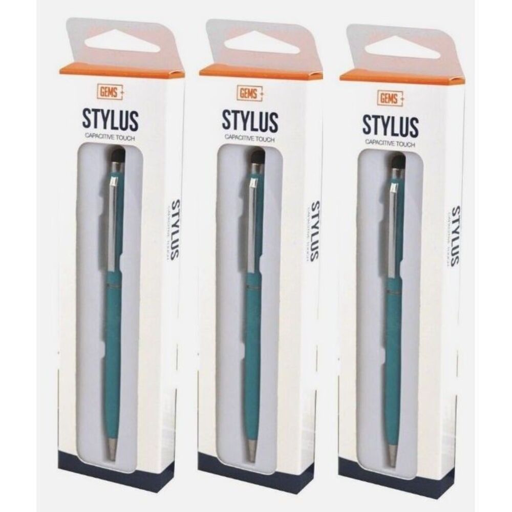 GEMS (Lot of 3) Computer/Laptop Stylus and Ball Point Pen Combo TEAL
